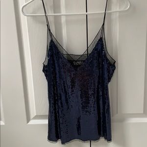 Free People Navy Glitter Blouse